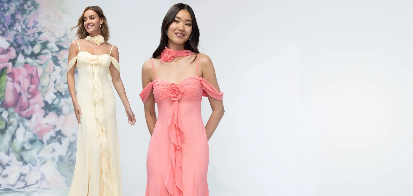 Model wearing a dark blue pageant dress