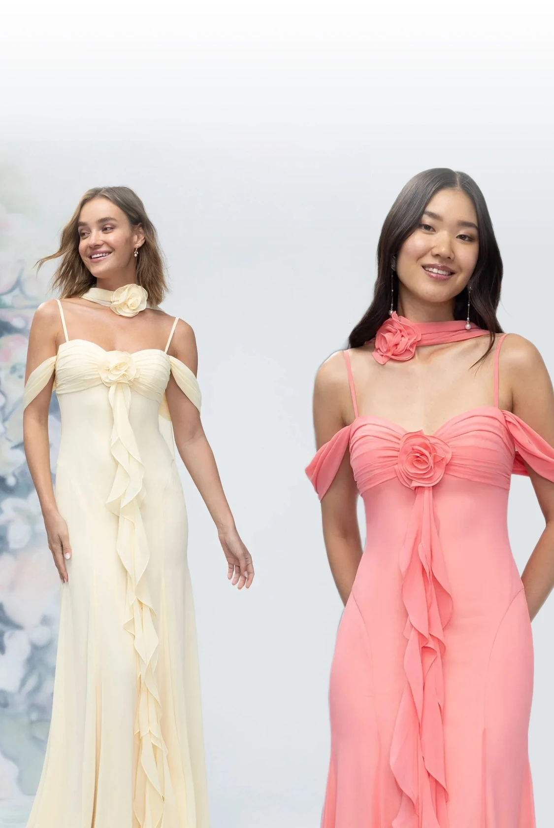 Model wearing a dark blue pageant dress