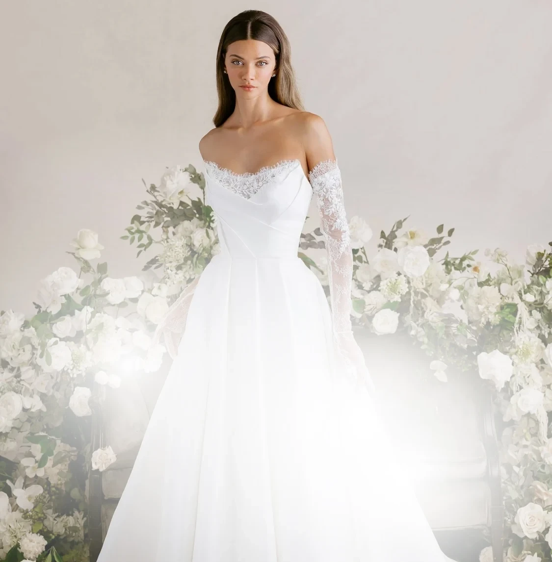 Models wearing Morilee bridal gown, mobile banner